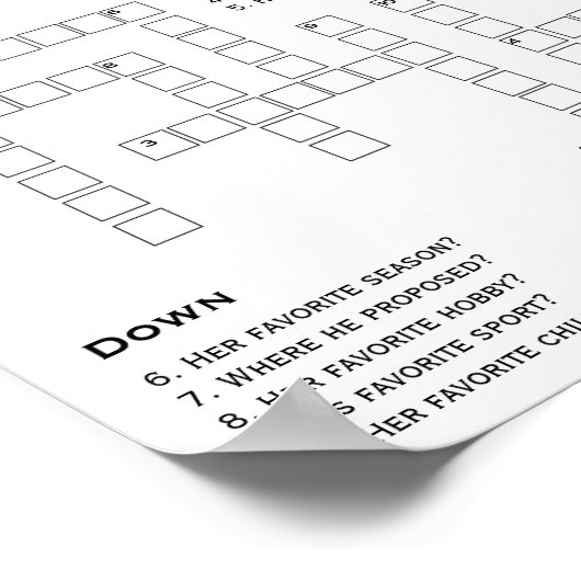 Sipと解決カスタムウェディングクロスワードパズル ポスター (角)