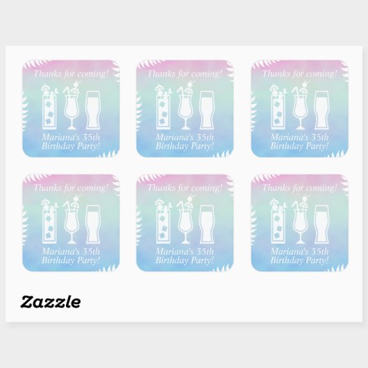 SipとDipプールパーティーの好意 スクエアシール (シート)