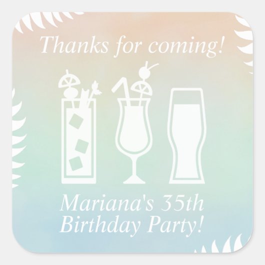 SipとDipプールパーティーの好意 スクエアシール (正面)