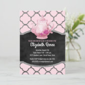 sipとsee新生児ガールウェルカムティーポット招待状 招待状 (スタンド正面)