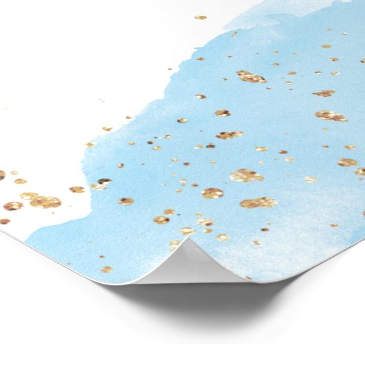 SipとSee青い金ゴールドの水色の歓迎サイン ポスター (角)