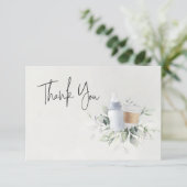 SipとSee Coffee Baby Showerサンキューカードブルー サンキューカード (スタンド正面)