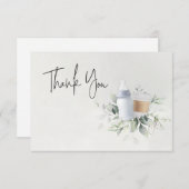 SipとSee Coffee Baby Showerサンキューカードブルー サンキューカード (正面/裏面)