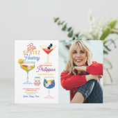 SIPスピリッツパーティーカクテルドリンク誕生日 招待状 (スタンド正面)