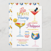 SIPスピリッツホレーパーティーカクテルドリンク誕生日 招待状 (正面/裏面)