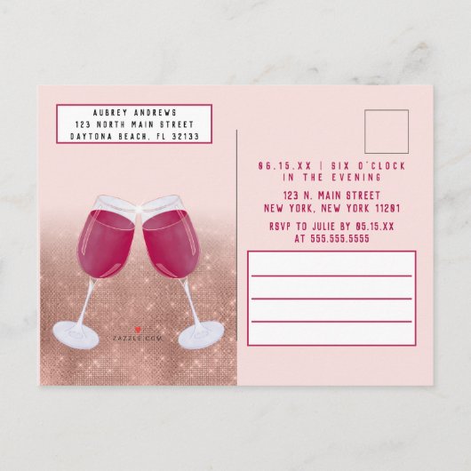 sipホレイウォーター色ワインテイスティング誕生日 インビテーションポストカード (裏面)