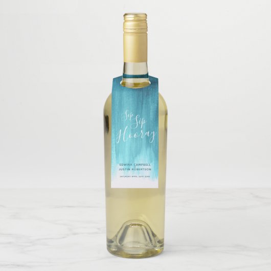 sipホレイカスタムウェディング抽象芸術ティール(緑がかった色)アクア ボトルネックタグ (ボトル)