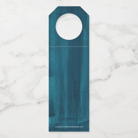 sipホレイカスタムウェディング抽象芸術ティール(緑がかった色)アクア ボトルネックタグ (裏面)