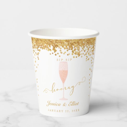 sipホレイシャワーまたは婚約パーティ紙Cu 紙コップ (裏面)