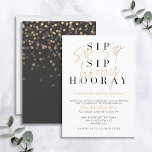sipホレイシャンパンカクテル金ゴールド誕生日 招待状<br><div class="desc">もう時間だ祝!Sip Sip Hooray Champage Cotorsis Birthday Party Invitationは、シャンパーニュ金ゴールドカラーの手書き文字によるクラシックセリフ型のタイポグラフィを使用したデュオ型プレゼンでモダンす「sip hooray」を特徴とし、カードはパーソナライズされたsans serif型でモダンす。プレースホルダタイプは「シャンパンカクテル」の誕生日と言うが、イベントタイプと年齢はニーズに合わせて完全に編集できる。カードの背面には、黒、金ゴールド、赤面ピンクの紙吹雪テクスチャが付いている。美しいモダン誕生日の招待状！著作権エレガント招待状、すべての権利を留保。</div>