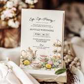 sipホレイハイティーパーティーフローラブライダルシャワー 招待状