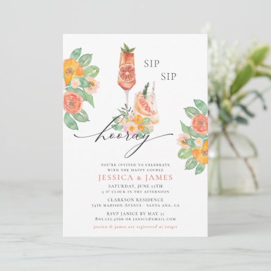 Sipホレイブライトカクテルカップルのシャワー 招待状 (スタンド正面)