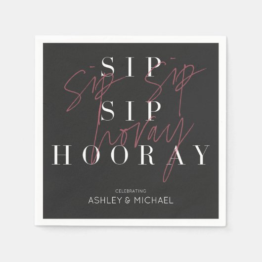 sipホレイブラックモダンお祝いパーティー スタンダードカクテルナプキン (正面)
