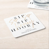 sipホレイブラックモダン金ゴールド婚約パーティ スクエアペーパーコースター (アングル)