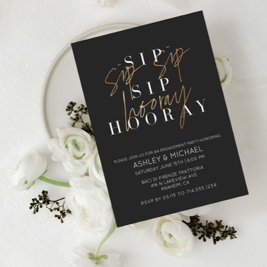 Sipホレイブラック金ゴールド婚約発表 招待状
