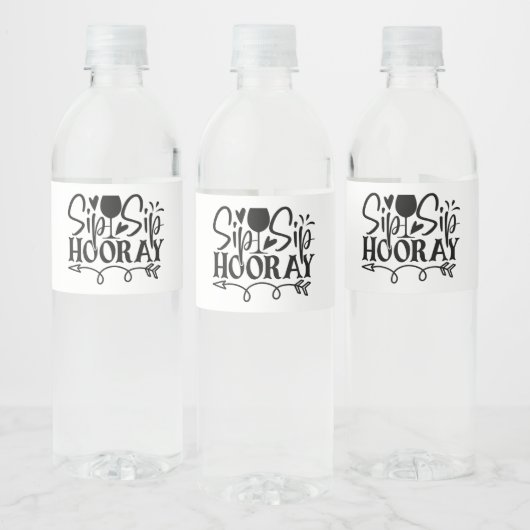 sipホレータイポグラフィかわいい白黒結婚ズ ペットボトルラベル (ボトル)