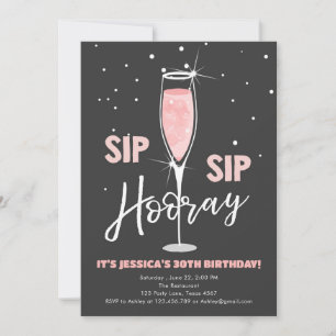 sipホレーバラワインサプライズピンク誕生日 招待状