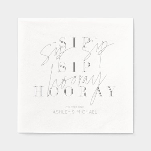 sipホレーモダン婚約パーティシルバー 箔ナプキン (正面)