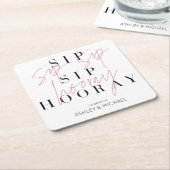 sipホレーモダン白黒婚約パーティ スクエアペーパーコースター (アングル)