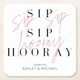 sipホレーモダン白黒婚約パーティ スクエアペーパーコースター