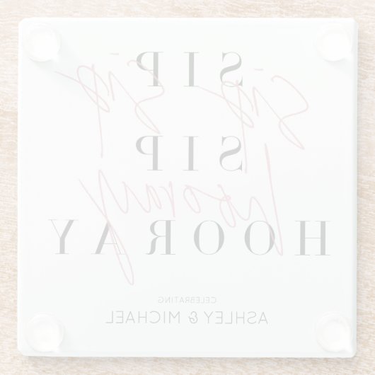 sipホレー白黒ピンク婚約パーティ ガラスコースター (裏面)