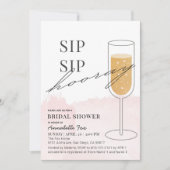 sipホレー金ゴールドシャンパンピンクブライダルシャワー 招待状 (正面)