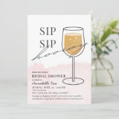 sipホレー金ゴールドワインガラスピンクブライダルシャワー 招待状 (スタンド正面)