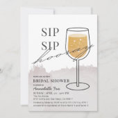 sipホレー金ゴールドワイングラス灰色ブライダルシャワー 招待状 (正面)