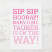 SIPホーパーソナライズされたレーベビーガールシャワー ワインラベル (シングルラベル)