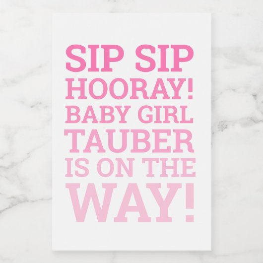 SIPホーパーソナライズされたレーベビーガールシャワー ワインラベル (シングルラベル)