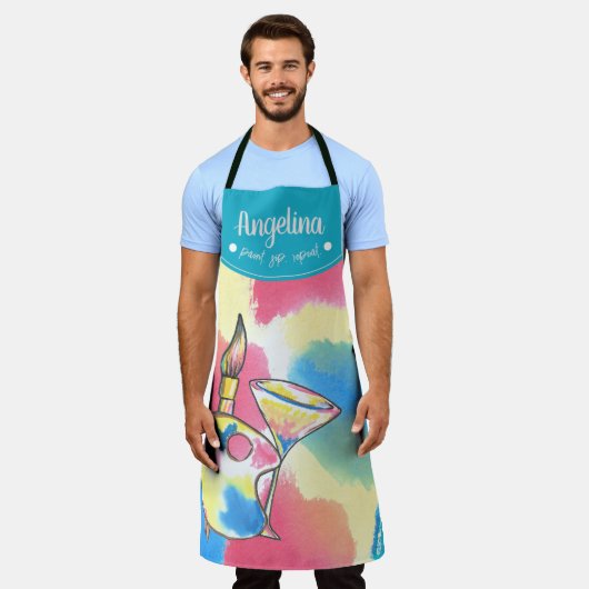 Sipリピ絵を描ートモノグラムバチェロレッテアートパーティー エプロン (着用した状態)