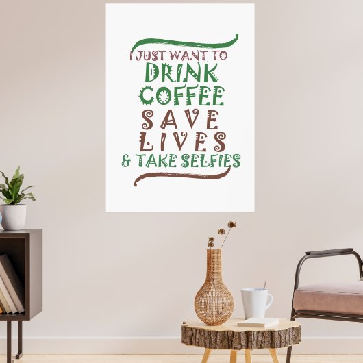 Sip、スナップ、スマイル:コーヒーと自撮り恋人の ポスター (リビング3)