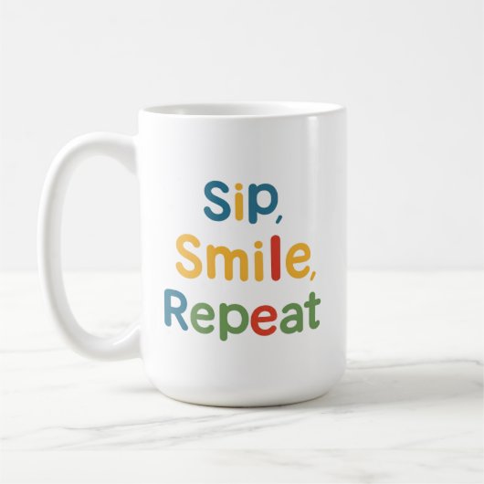 Sip、スマイル、リピート – クラシック15 oz Mug コーヒーマグカップ (左)
