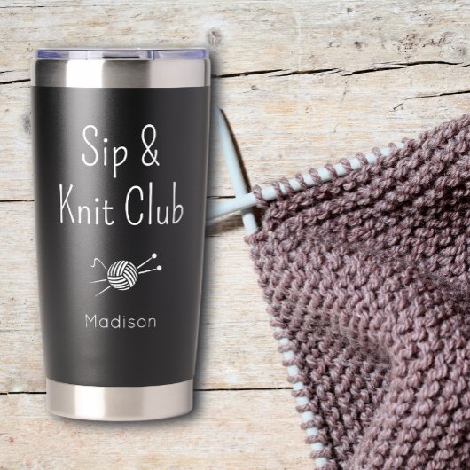 Sip And Knit Club Knitting Lovers Custom 保温保冷タンブラー
