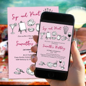 Sip and Paint Art and Wine Birthday Party 招待状