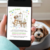 Sip and Paint Your Pet Cava Birthday Party 招待状