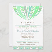 Sip and Seeベビーシャワー招待状、ボーイマンダラ 招待状 (正面)