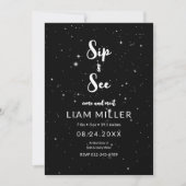Sip and See ベビーシャワー、星空のミニマリスト 招待状 (正面)