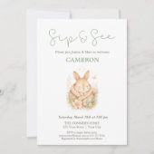 Sip and See Easter Bunny Boy Girl 招待状 (正面)