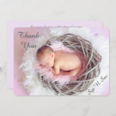 Sip and See Feather Nestフォトベビー発表 招待状 (正面/裏面)