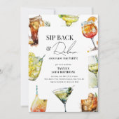 Sip Back, リラックス&the楽しむパーティー大人向け誕生日 招待状 (正面)
