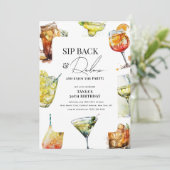 Sip Back, リラックス&the楽しむパーティー大人向け誕生日 招待状 (スタンド正面)