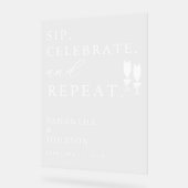 Sip, Celebrate, Repeat Wedding アクリルサイン (傾斜)