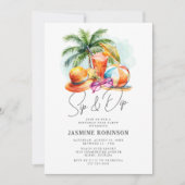 Sip & Dipアダルト誕生日プールパーティー 招待状 (正面)