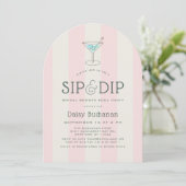 Sip & Dip Poolside Pink Stripes Bridal Shower 招待状 (スタンド正面)