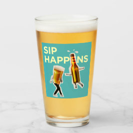 "Sip Happens" お茶目で陽気なビアグラス タンブラーグラス