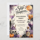 Sip Happens ハロウィン コクテルパーティー 招待状 (正面)