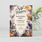 Sip Happens ハロウィン コクテルパーティー 招待状 (スタンド正面)