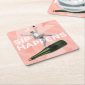 Sip Happens Fun Coaster for Happy Hour スクエアペーパーコースター (アングル)