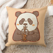 Sip Happens – Funny Panda Boba Retro Style クッション (ブランケット)